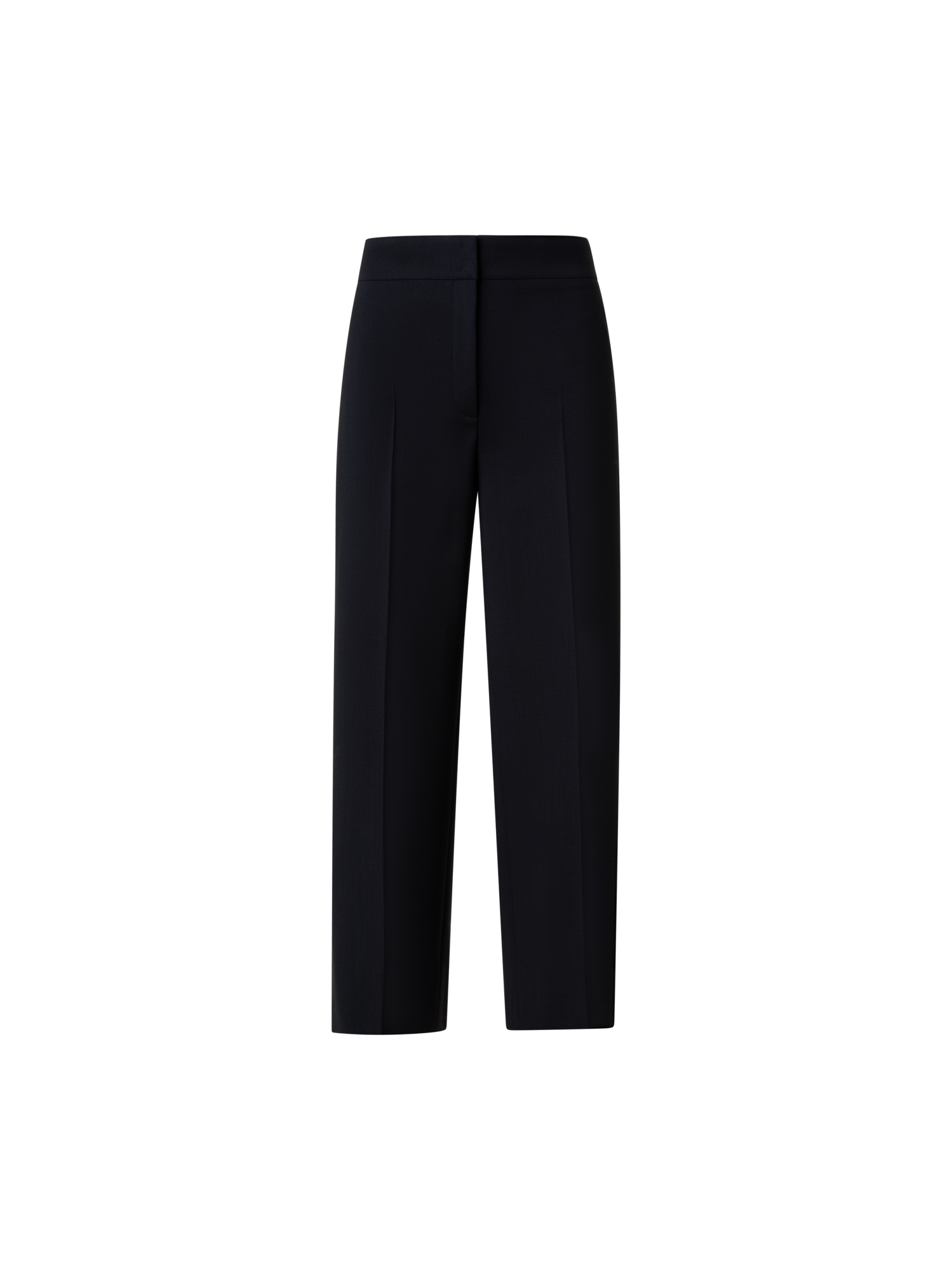 Designer Cropped Wide Wool Stretch Crêpe Pants - neutral - black