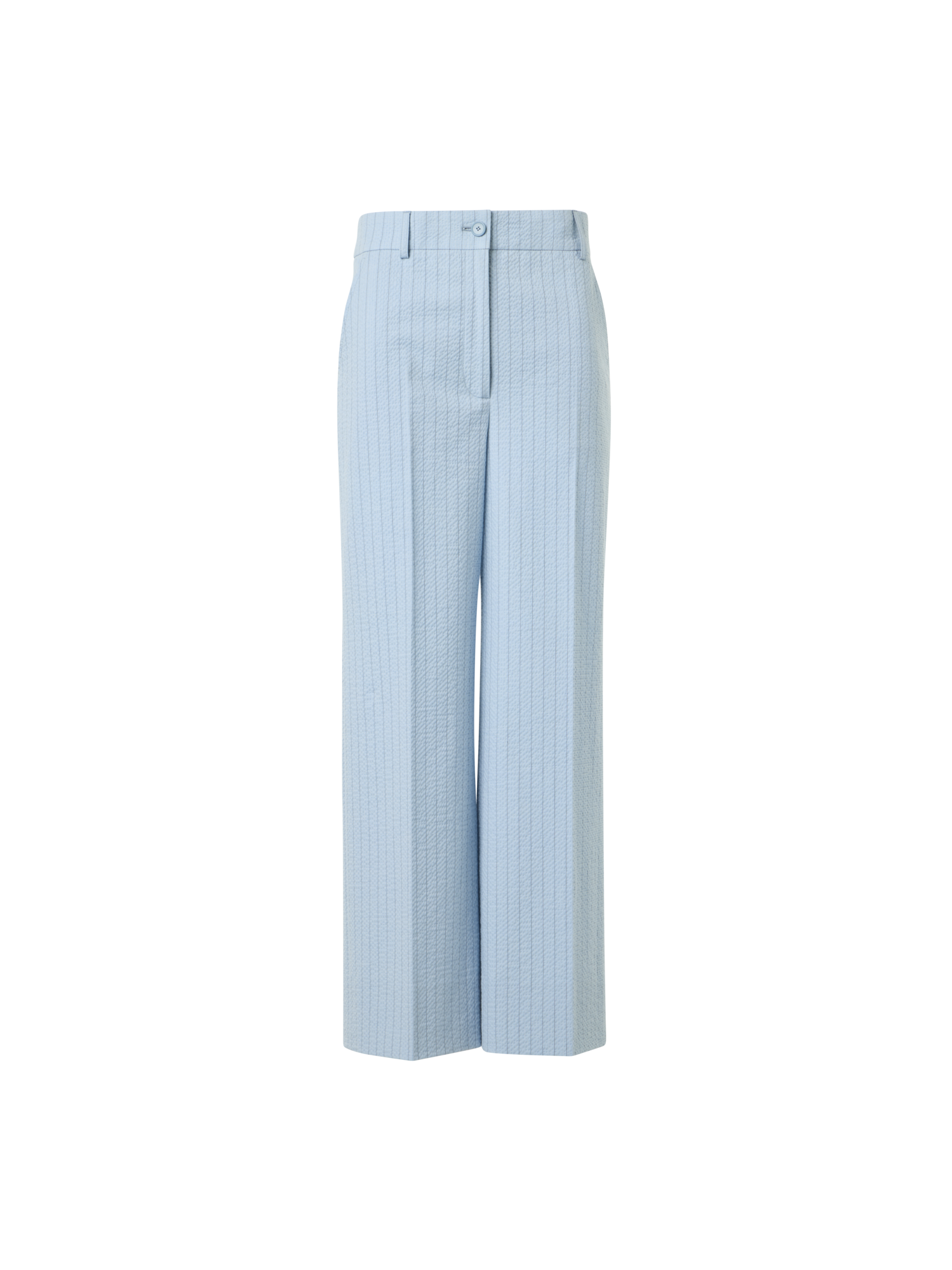 Designer Chiara High-Rise Cropped Wide Leg Seersucker Pants - pastel - blue