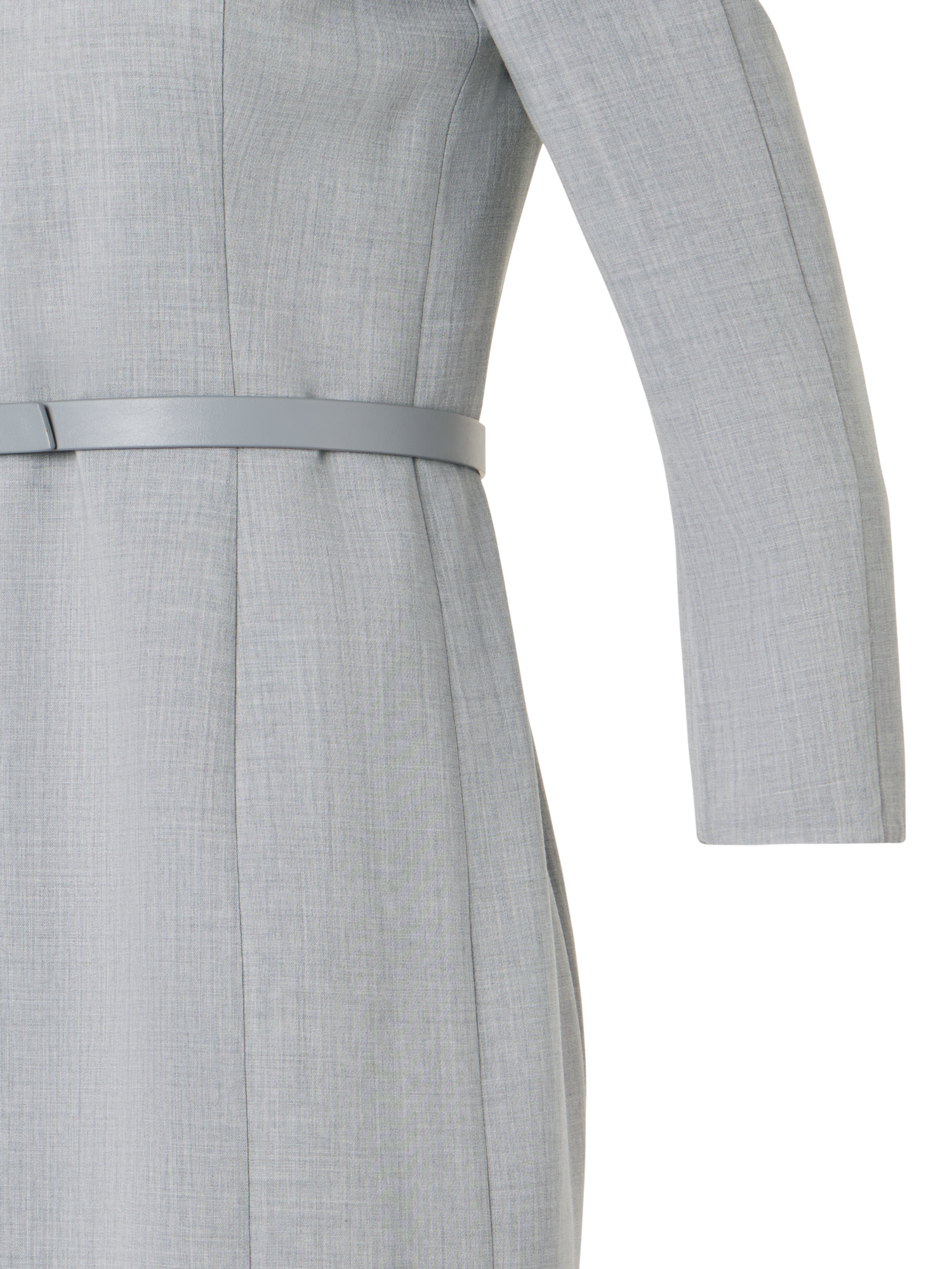 Designer Mock Neck Wool Double-Face Dress - grey