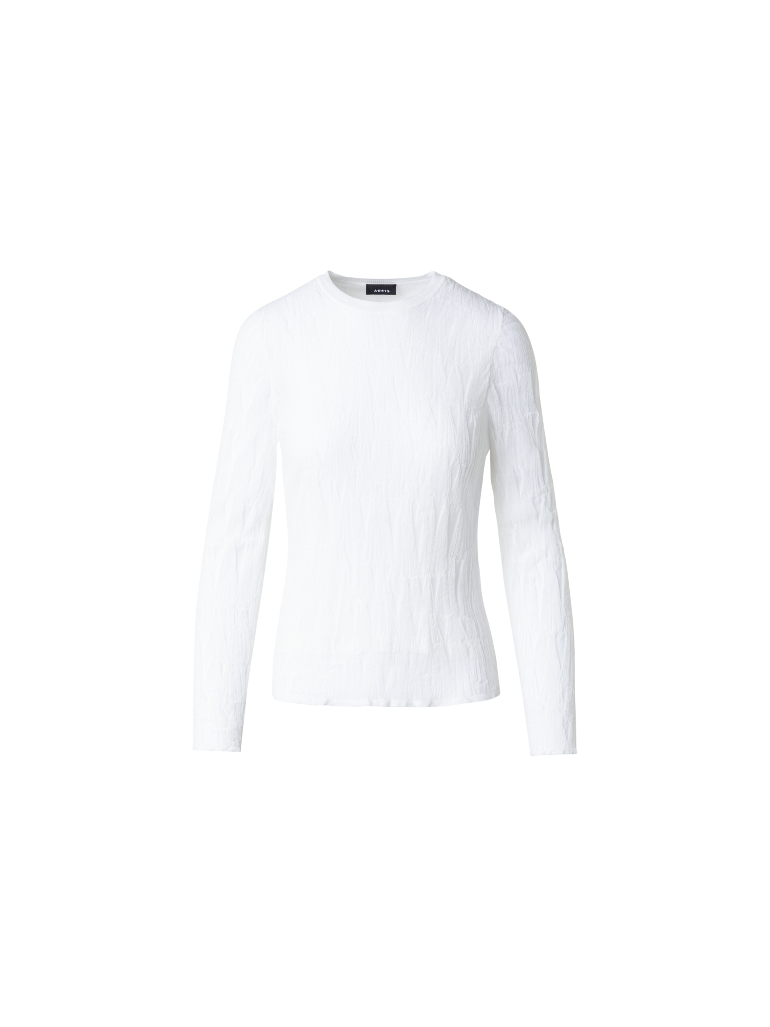Designer Asagao Knit Sweater with Semi-Sheer Sleeve - ecru