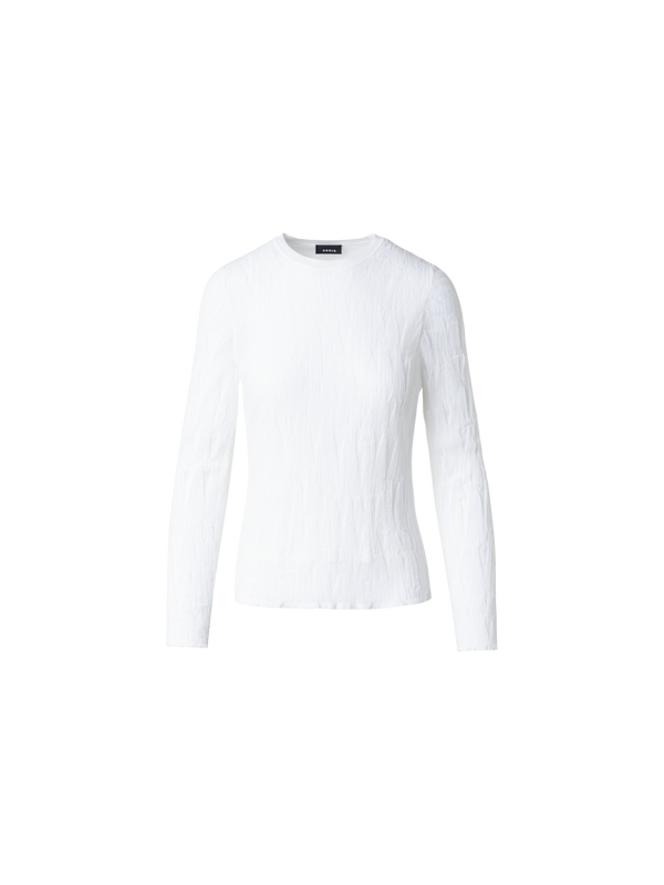 Designer Asagao Knit Sweater with Semi-Sheer Sleeve - ecru