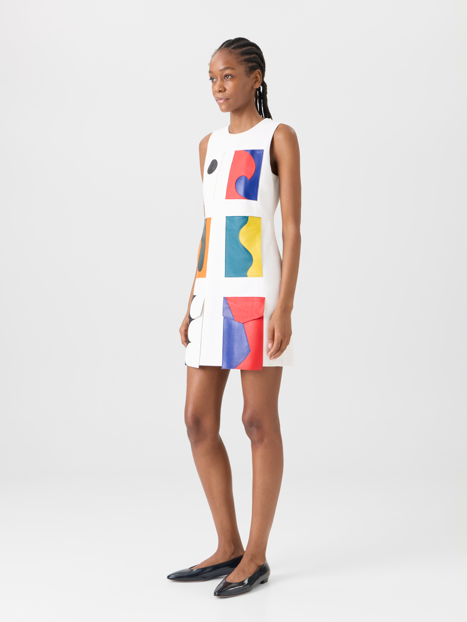 Designer Short Sheath Dress with Paravent Patchwork - multicolor