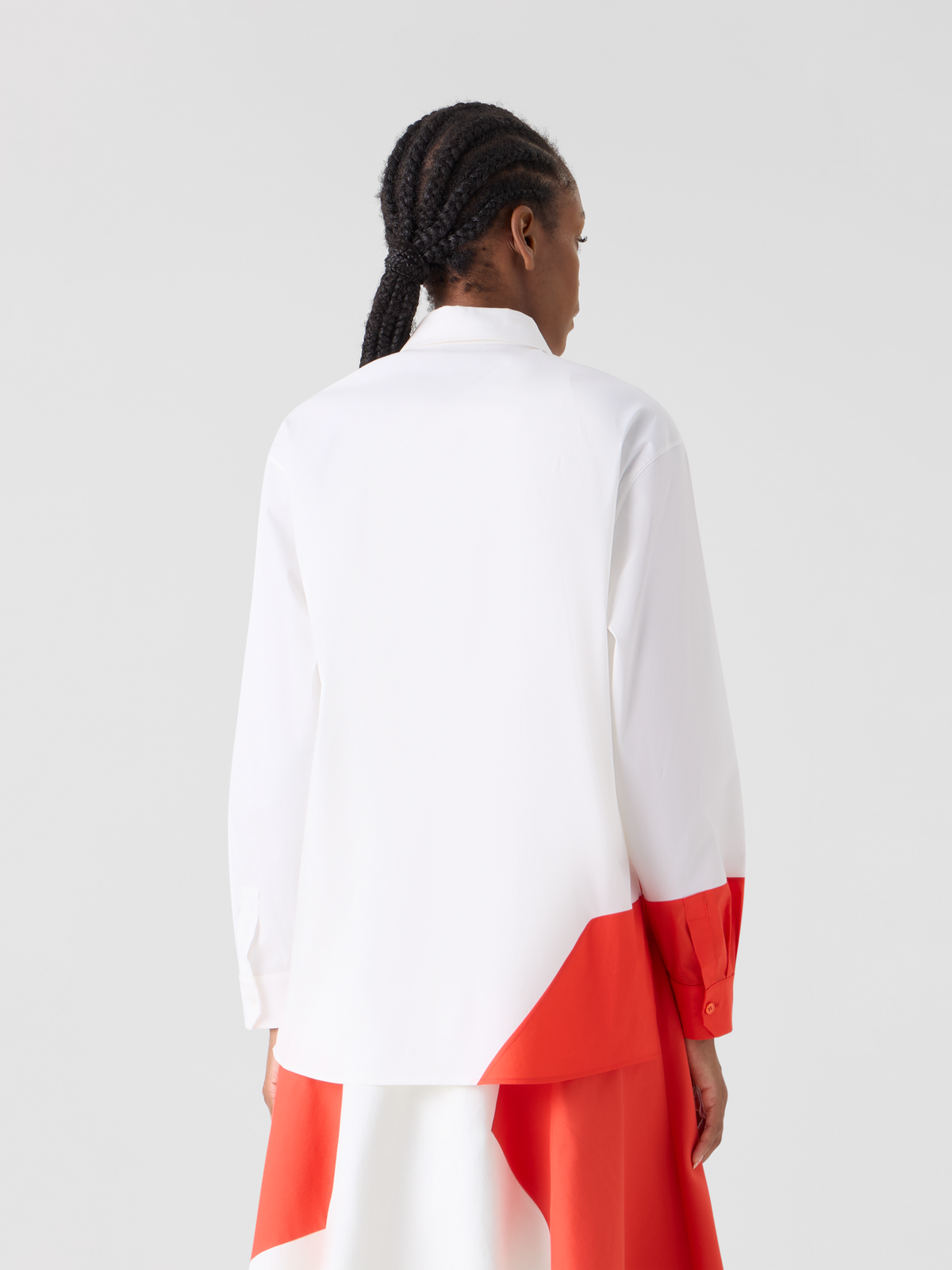 Designer Oversize Cotton Blouse with Poligon Patchwork - ecru #editorial