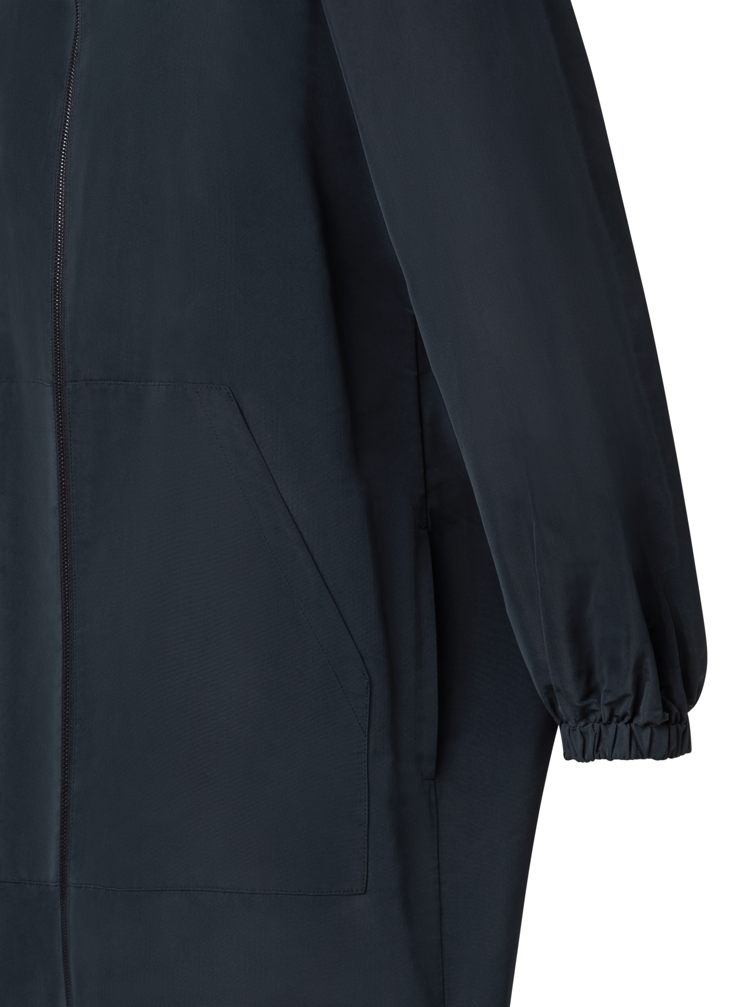 Designer Water-Repellent Silk Taffeta Parka - black