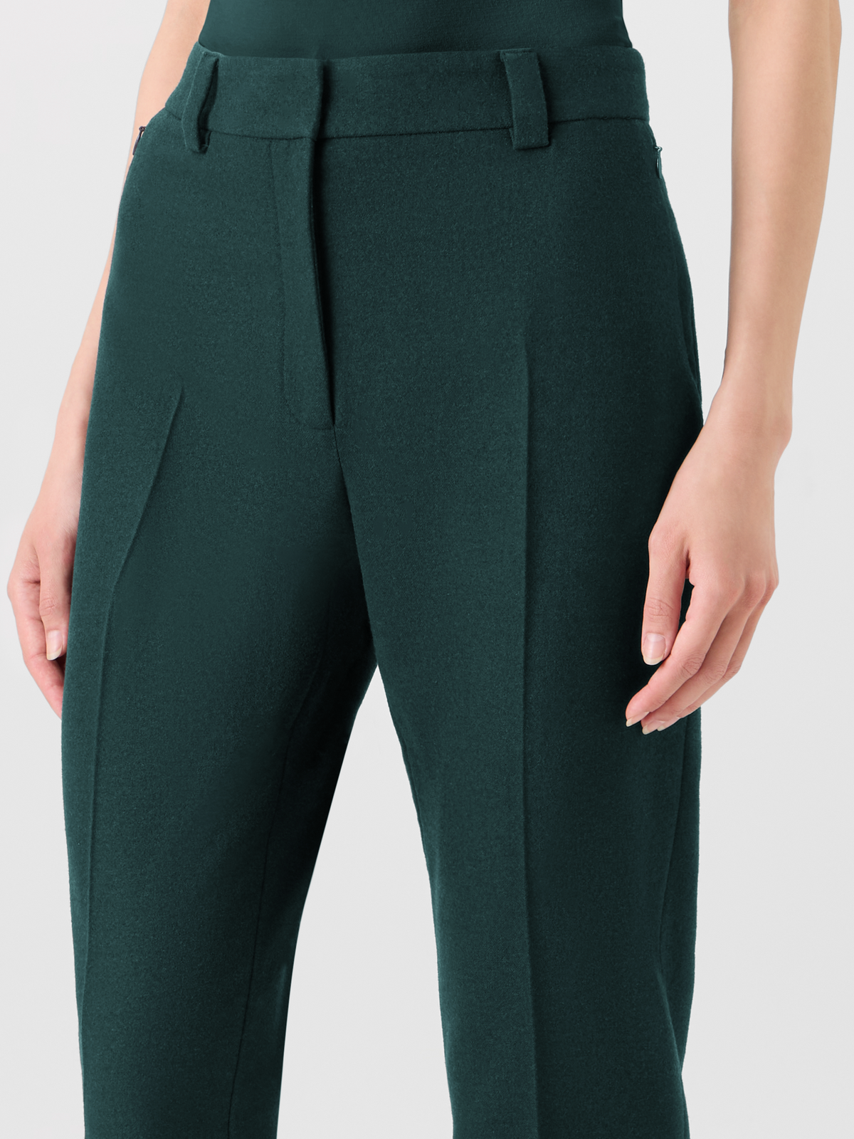 Designer Cuffed Tapered Flannel Pants - green #editorial
