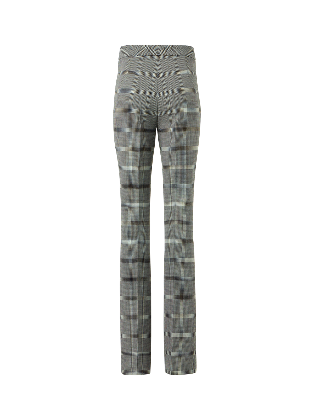 Designer Prince of Wales Wool Stretch Bootcut Pants - grey