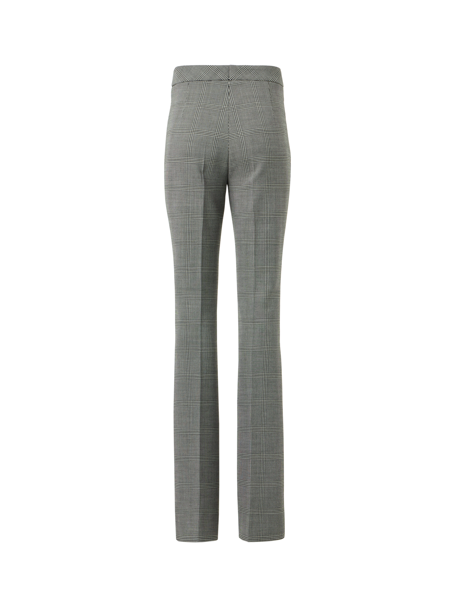 Designer Prince of Wales Wool Stretch Bootcut Pants - grey