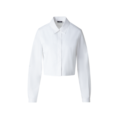 Cropped Pleated Cotton Blouse