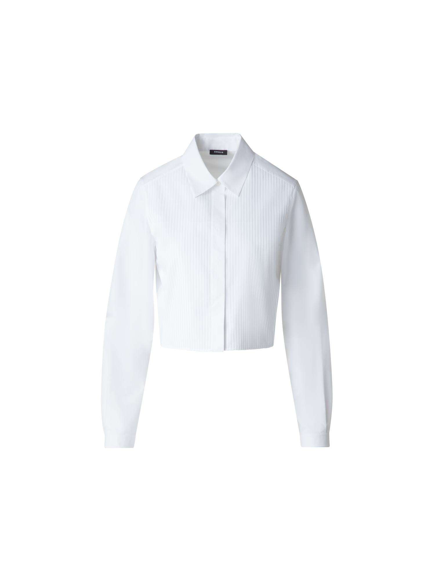 Designer Cropped Pleated Cotton Blouse - neutral - white