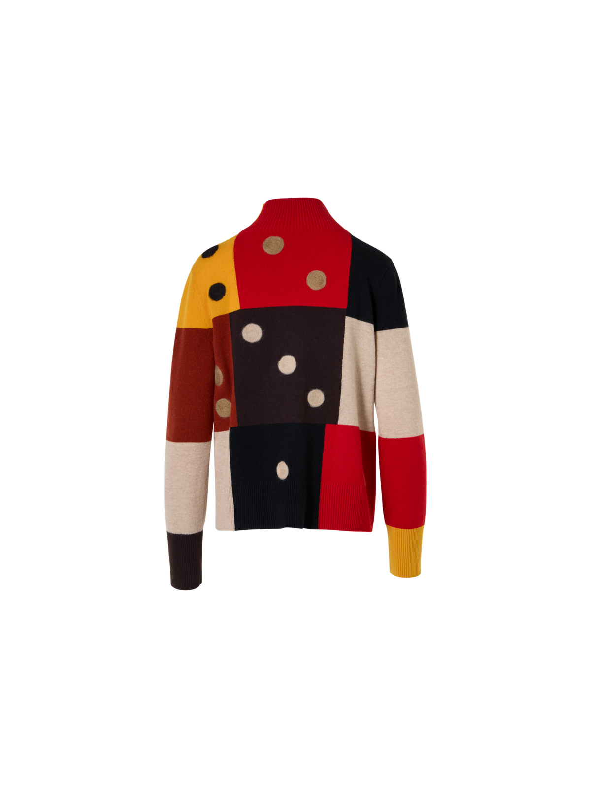 Designer Dice Intarsia Colorblock Wool Cashmere Sweater - multicolor
