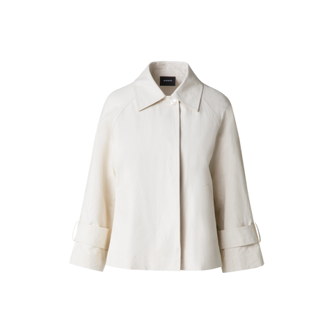 Water Repellent Short Jacket in Coated Linen