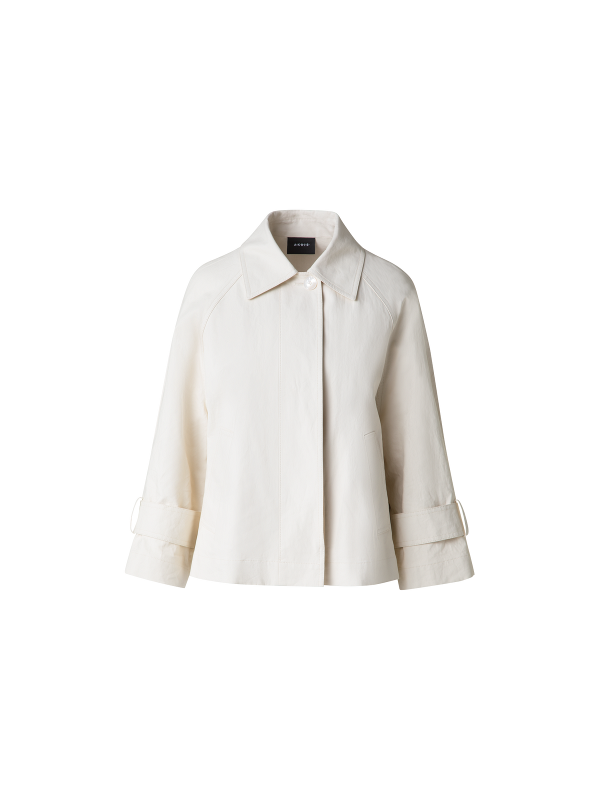 Designer Water Repellent Short Jacket in Coated Linen - ecru - white