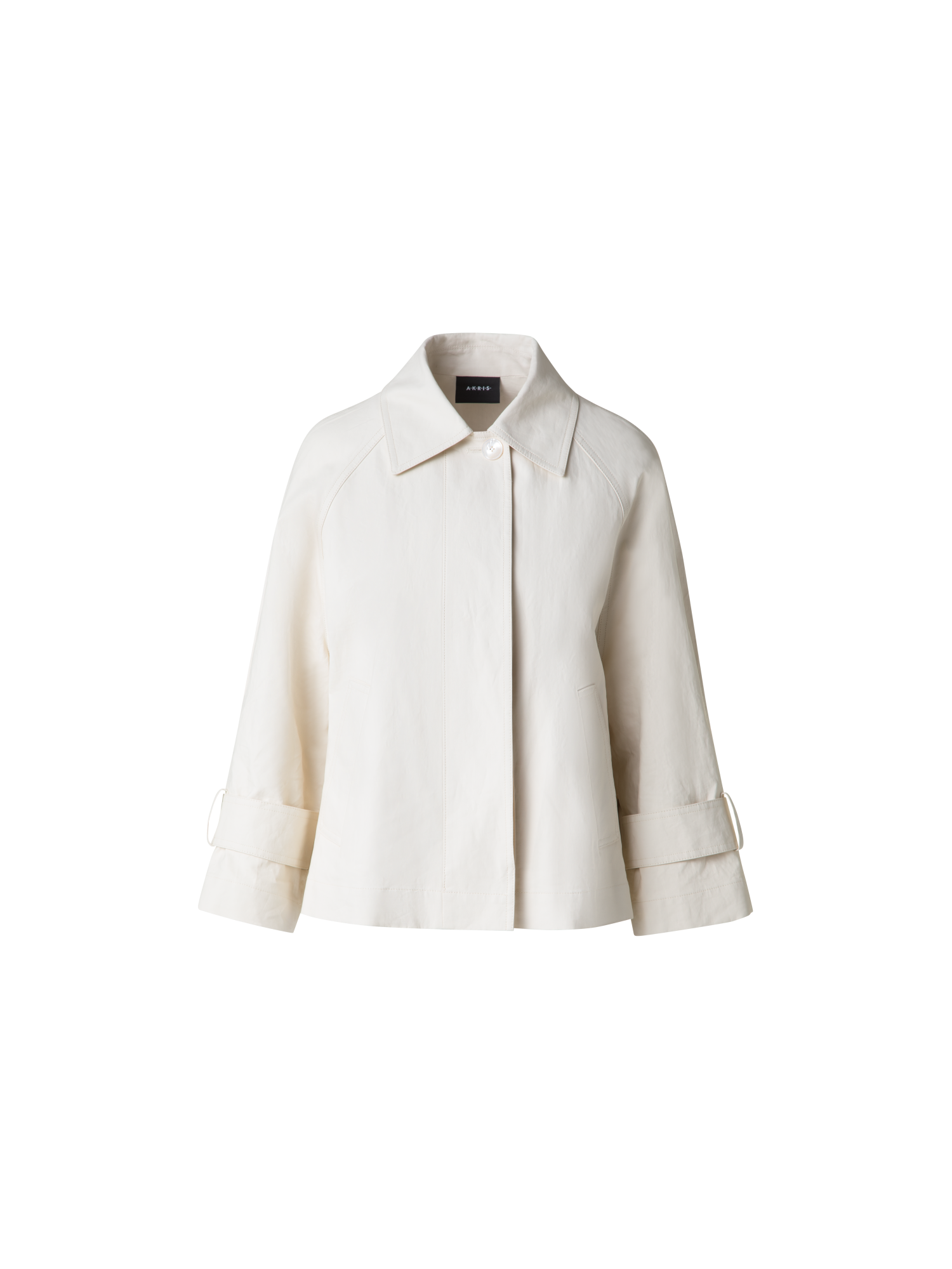 Designer Water Repellent Short Jacket in Coated Linen - ecru - white