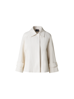 Designer Water Repellent Short Jacket in Coated Linen - ecru - white
