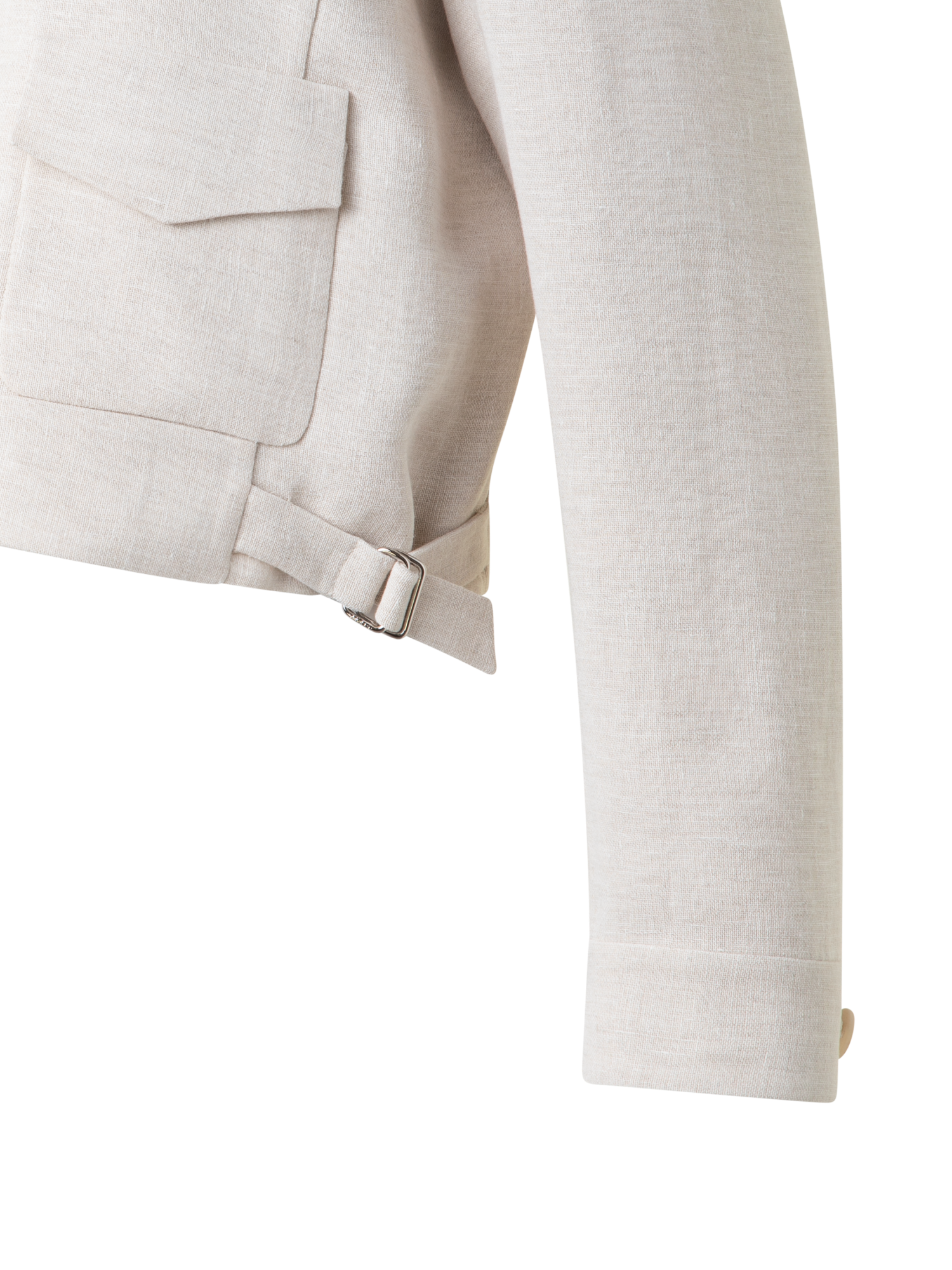 Designer Short Blouson Jacket in Linen Double-Face - neutral - grey - beige