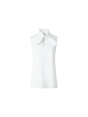 Designer Sleeveless Cotton Tie Knot Blouse - neutral - ecru - white