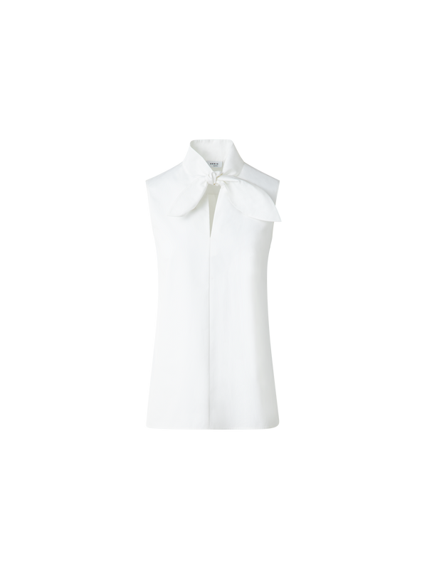 Designer Sleeveless Cotton Tie Knot Blouse - neutral - ecru - white