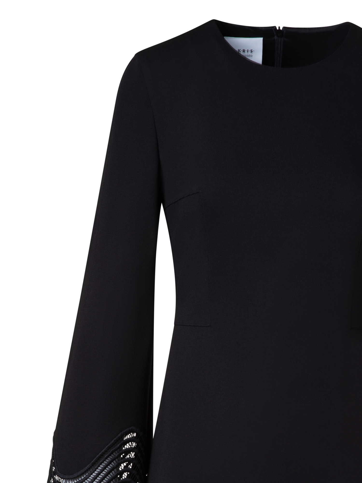 Designer Jersey Mini Dress with Wave Lace - black