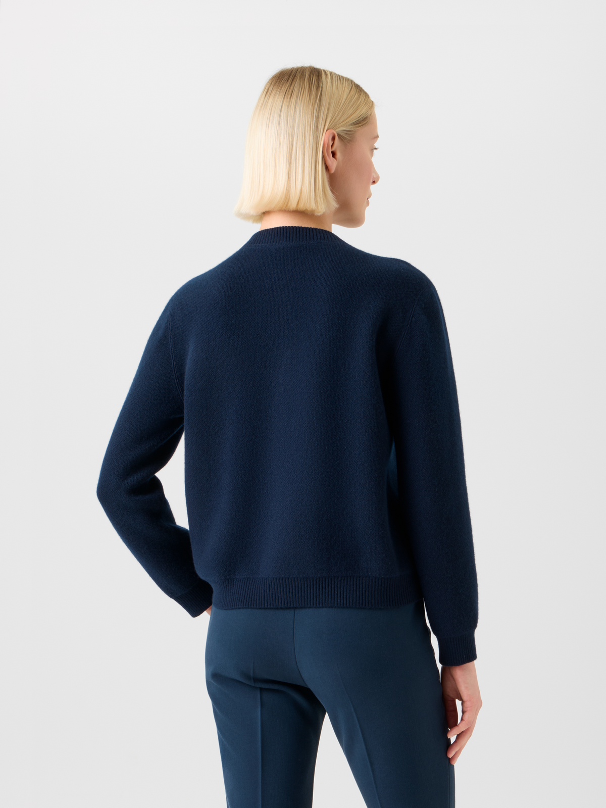 Designer Pure Cashmere Relaxed Cardigan - neutral - navy - blue #editorial