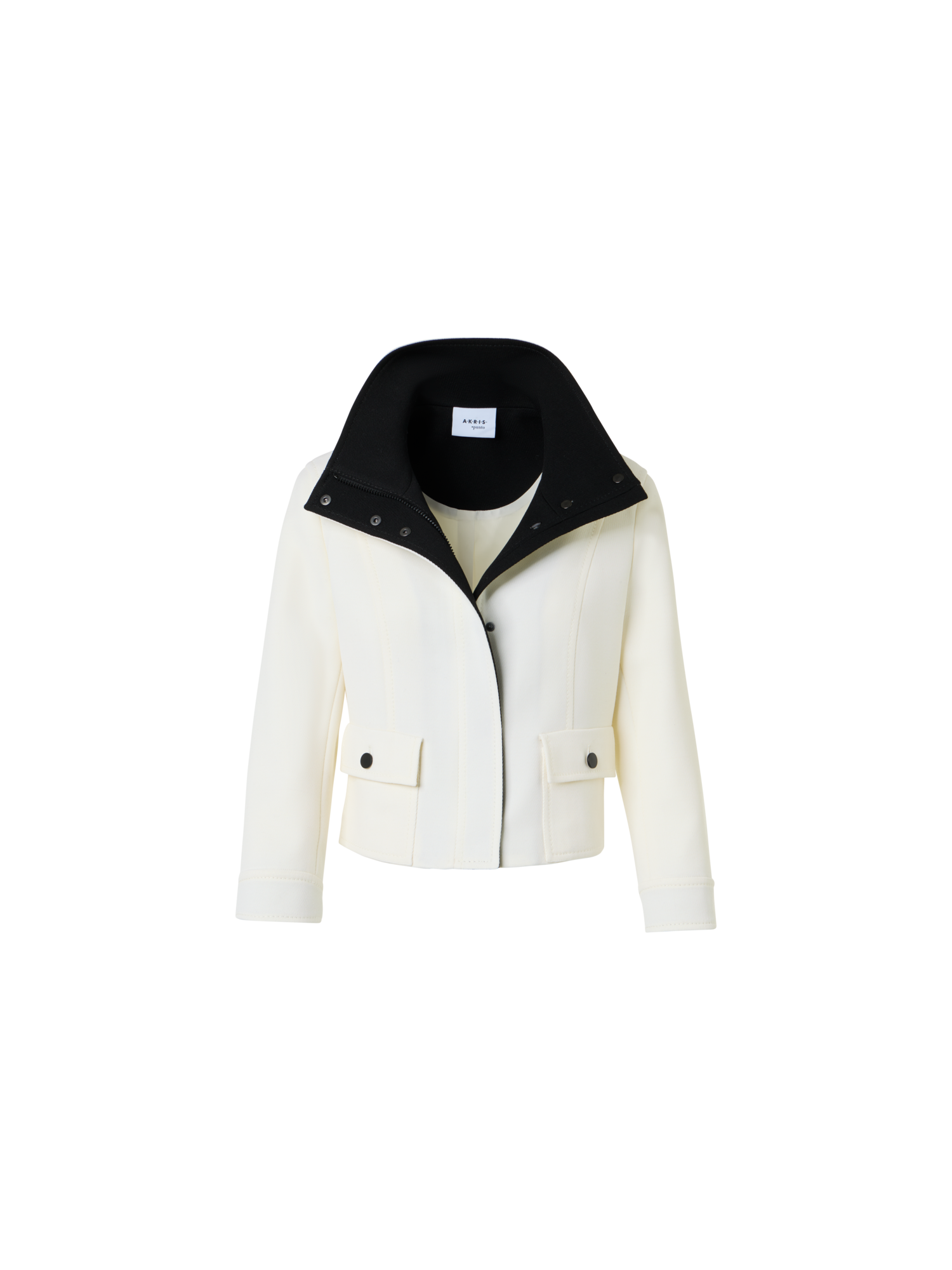 Designer Contrast Wool Tricotine Jacket - multicolor - ecru