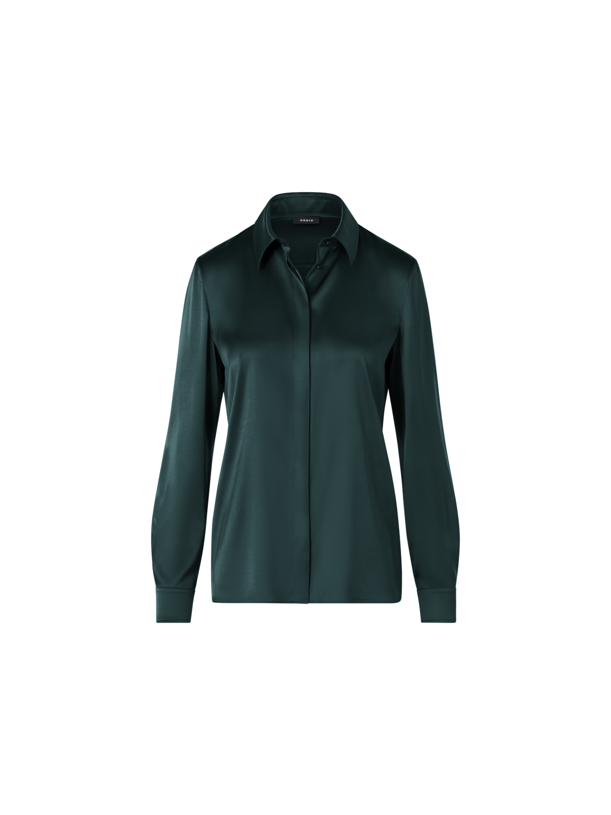 Designer Silk Satin Stretch Shirt - green