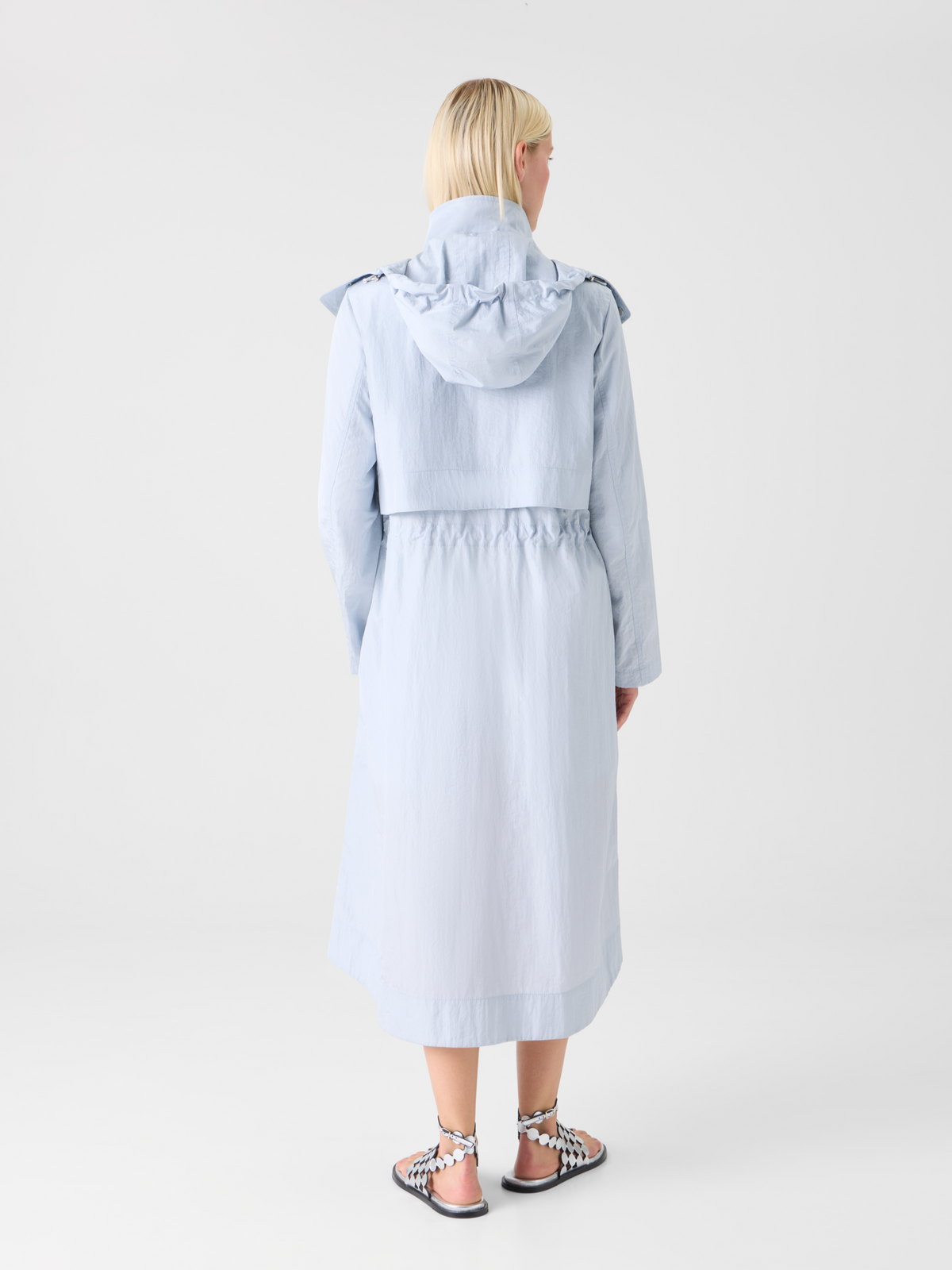 Designer Water-Repellent Lightweight Midi Parka - blue