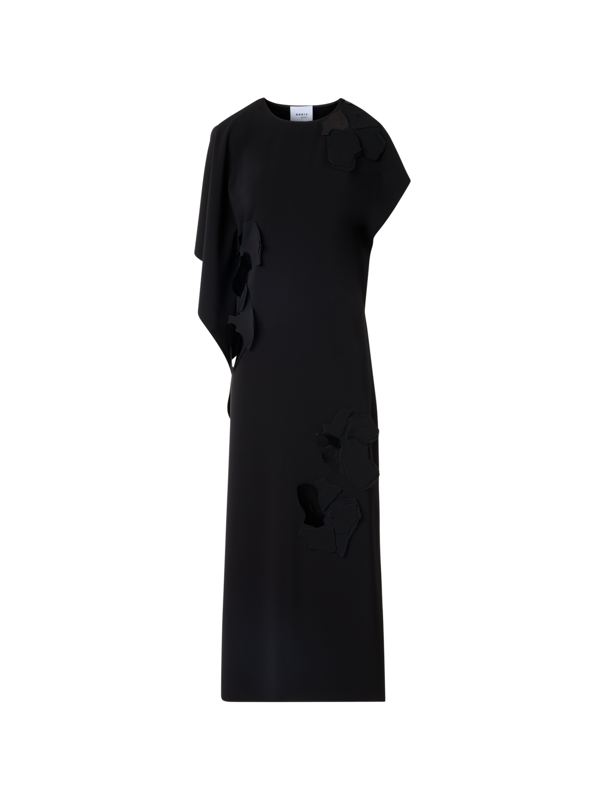 Designer Sleeveless Papercut Flower Midi Dress - black