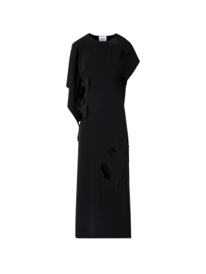 Designer Sleeveless Papercut Flower Midi Dress - black