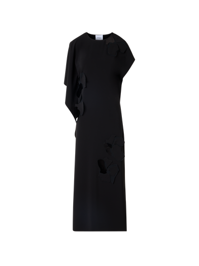 Designer Sleeveless Papercut Flower Midi Dress - black