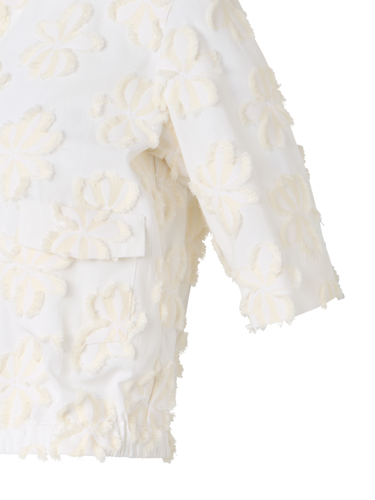 Designer Boxy 3D-Flower Jacquard Shirt Blouse - ecru