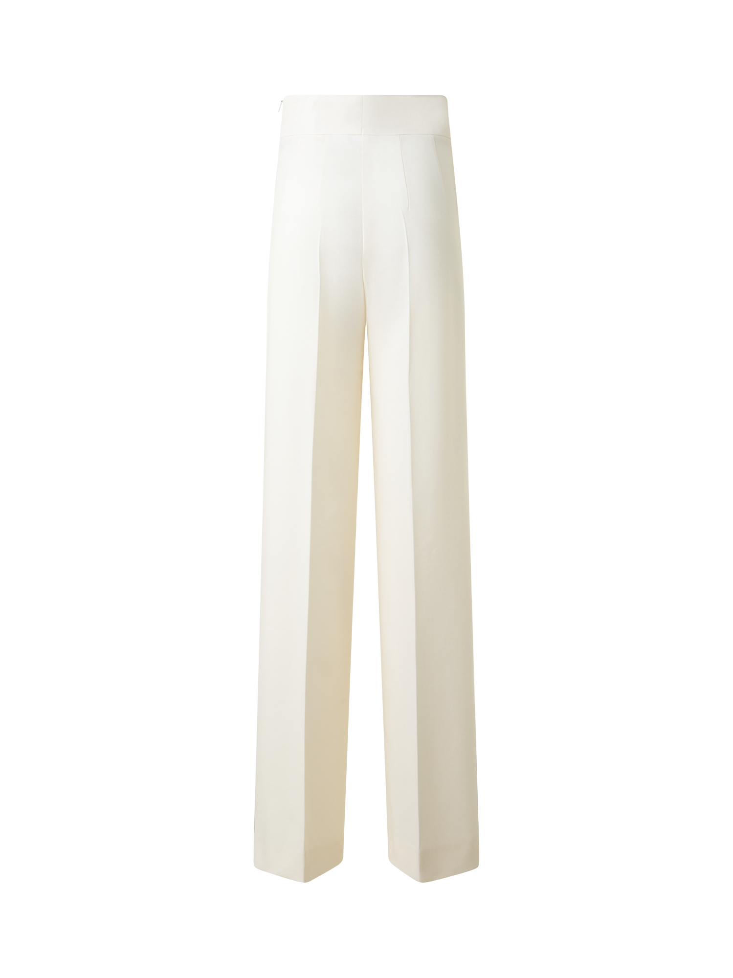 Designer Wide Straight Wool Double-Face Pants - neutral - ecru - white