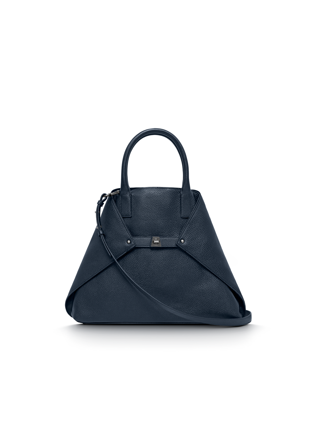 Designer Ai Medium Top Handle Tote - navy - blue