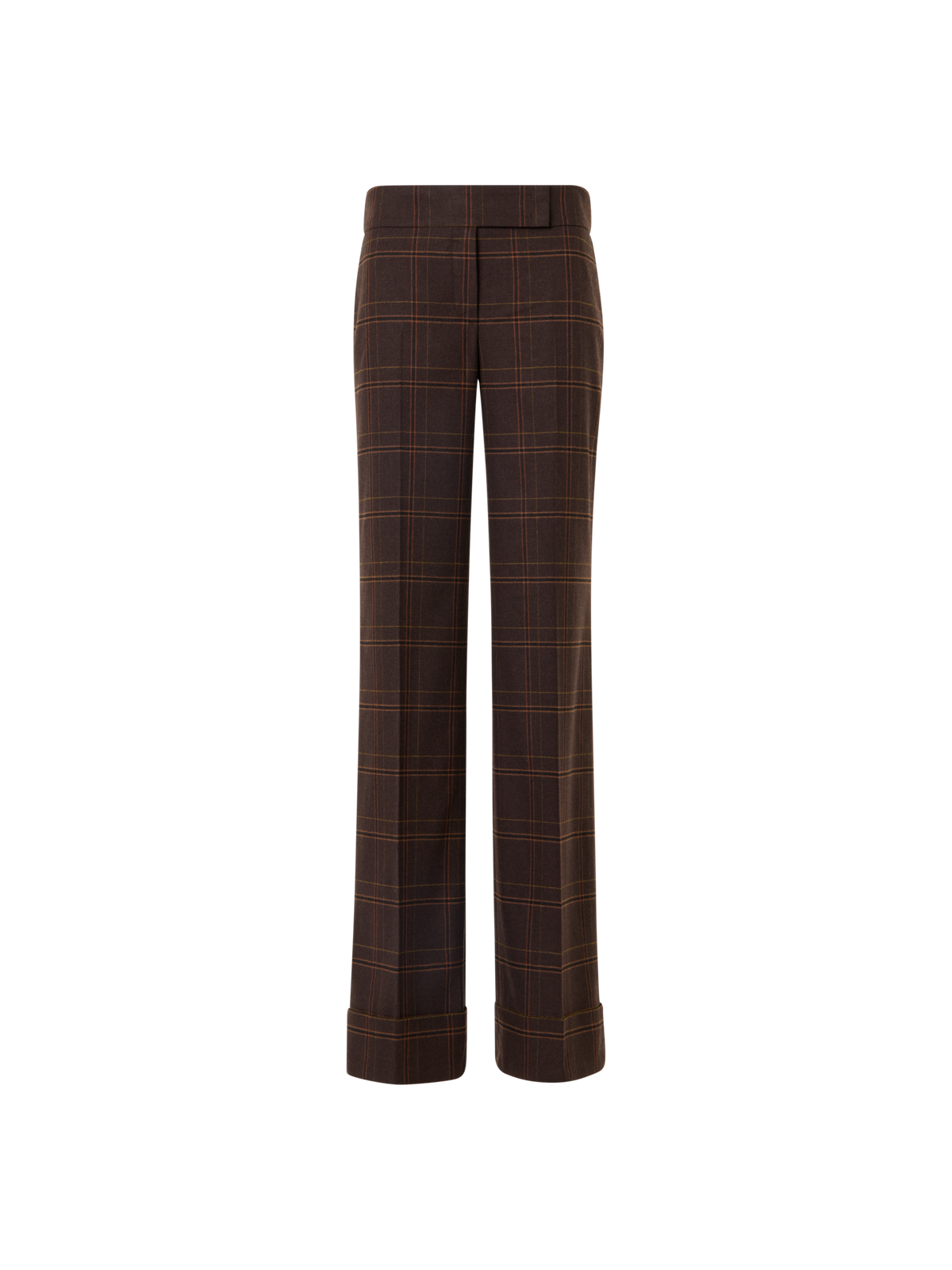 Designer Wide Leg Check Flannel Pants - brown