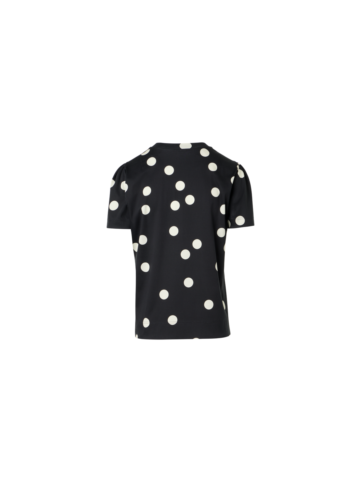 Designer Polka Dot Cotton Jersey T-Shirt with Puff Sleeves - black