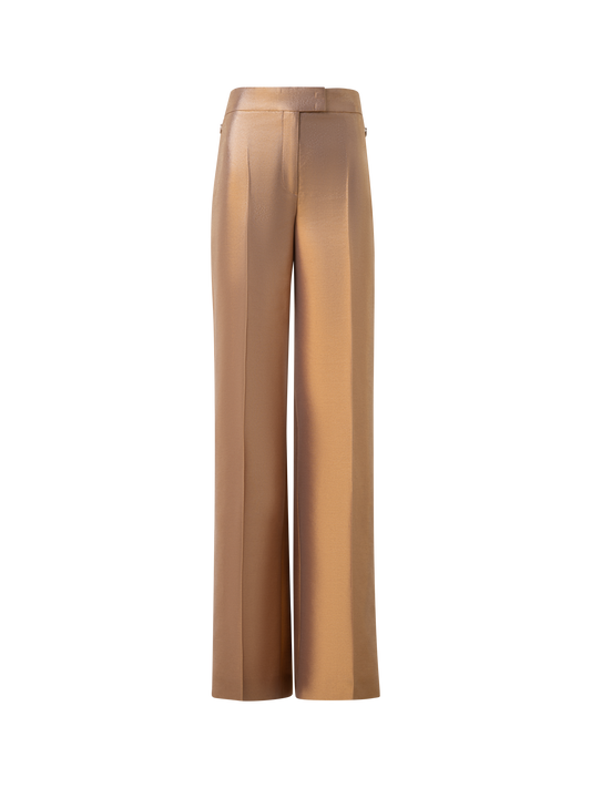Designer Wide Cotton and Golden Lurex Pants - gold
