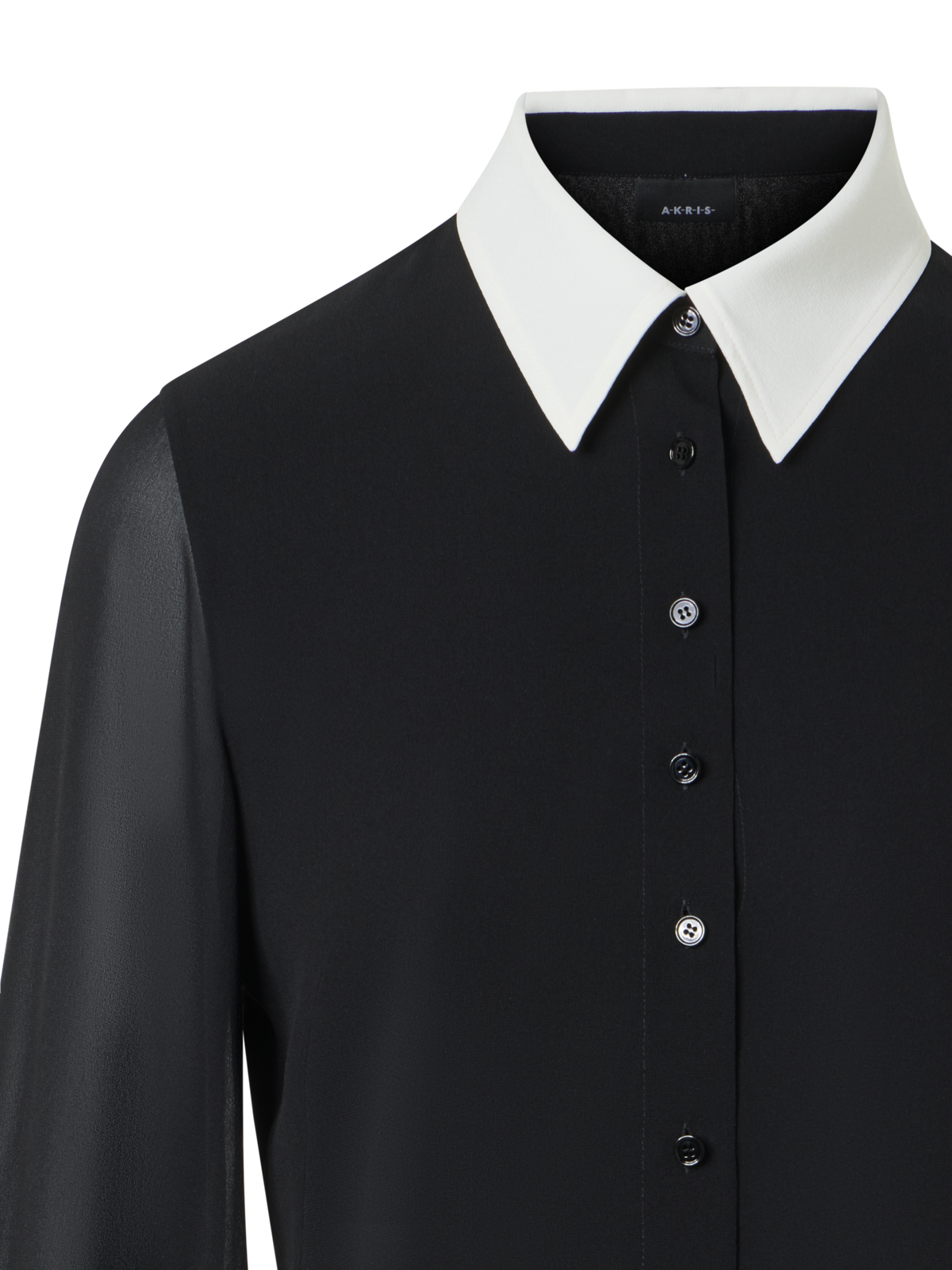 Designer Silk Blouse with Detachable Cuffs - black