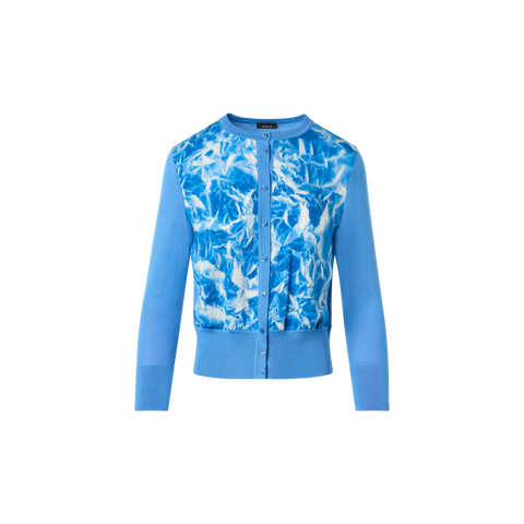 Whitecaps Print Silk Cardigan