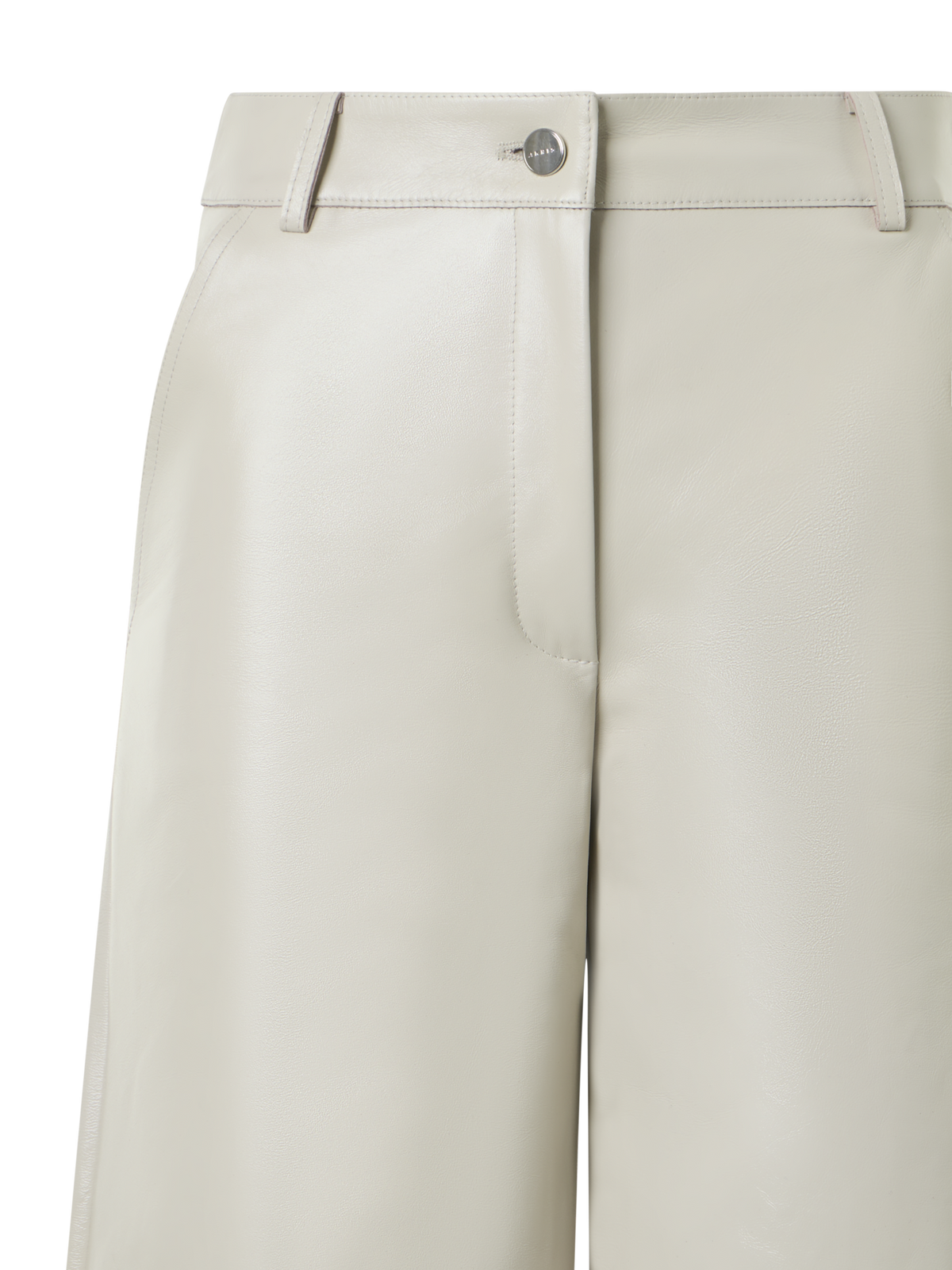 Designer Lacquered Leather Wide-Leg Bermuda Shorts - beige