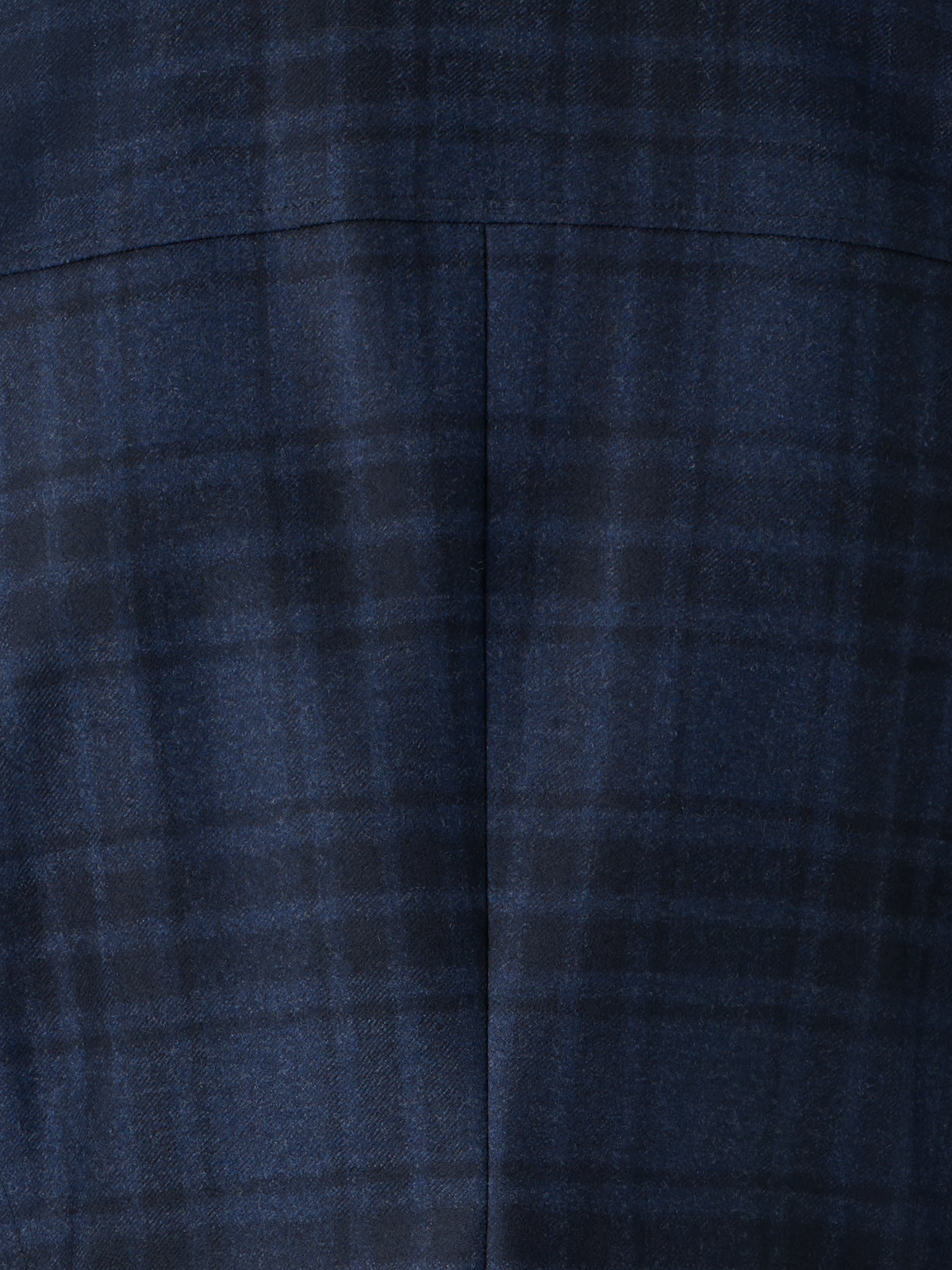 Designer Fitted Wool Flannel Plaid Shirt Blouse - neutral - navy - blue