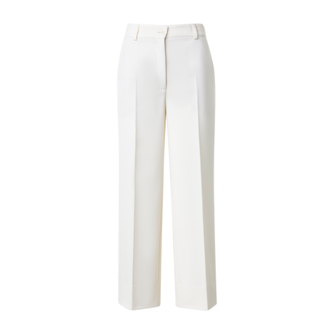 Cropped Straight Wool Tricotine Pants