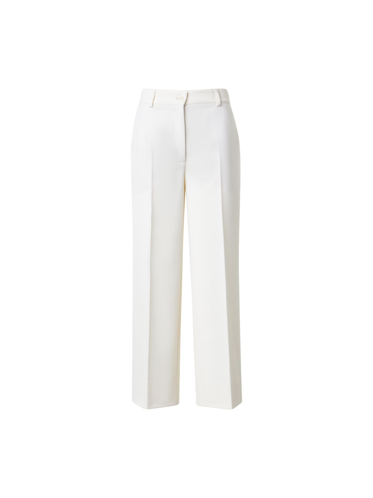 Designer Cropped Straight Wool Tricotine Pants - ecru - white