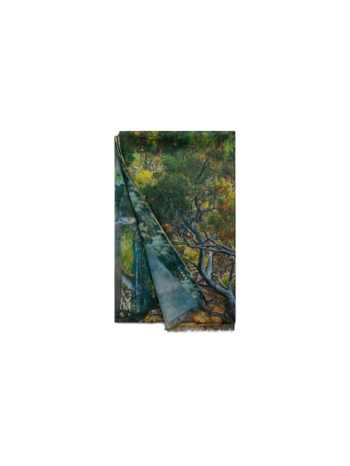 Designer Scarf in Cashmere and Silk with Via Krupp Print - multicolor