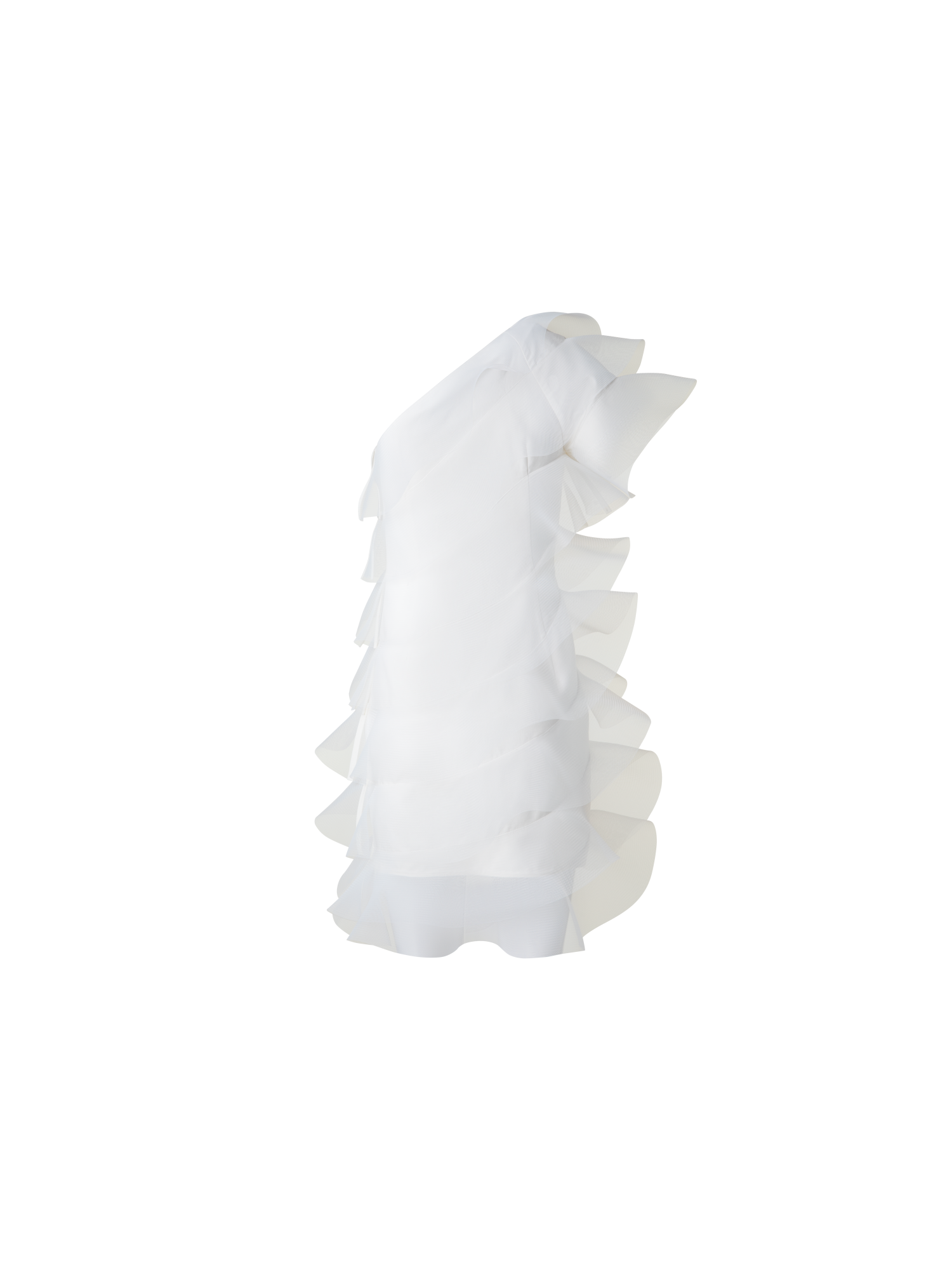 Designer Cotton Silk Cocktail Dress with Waves - ecru - white