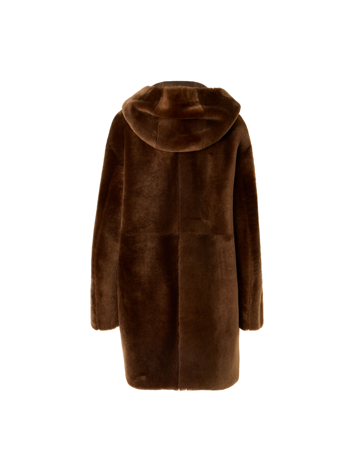Designer Oversize Reversible Lamb Fur Parka with Hood - brown