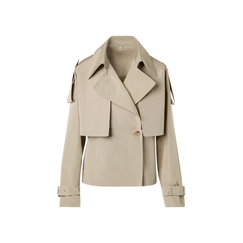 Short Silk Trench Coat with Removable Bolero