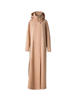 Designer Maxi Coat in Water Repellent Silk Poplin - neutral - pastel - beige
