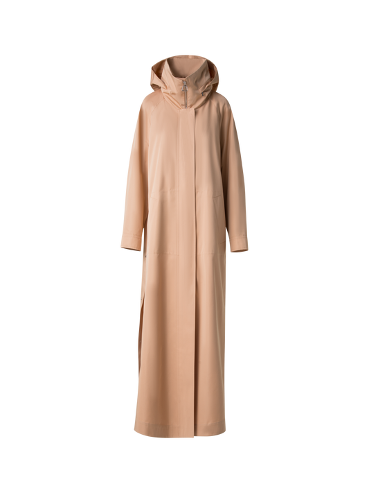 Designer Maxi Coat in Water Repellent Silk Poplin - neutral - pastel - beige