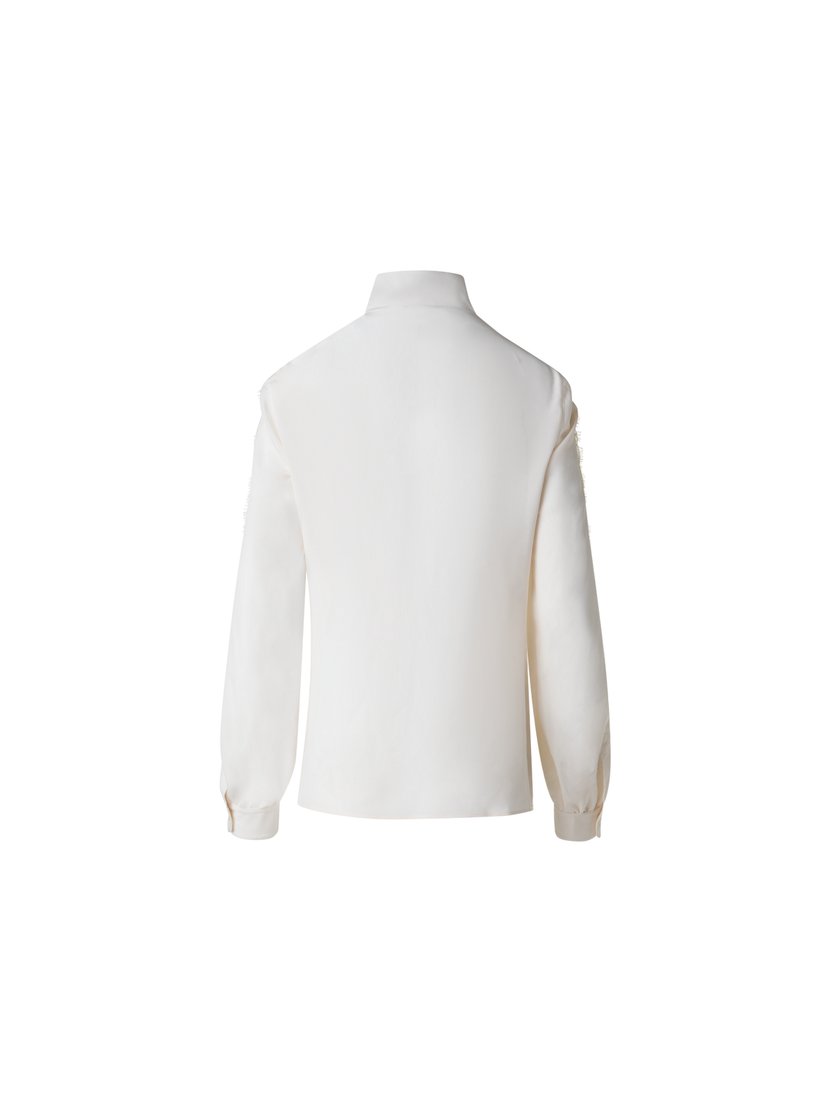 Designer Silk Blouse with Wave Lace - ecru - white