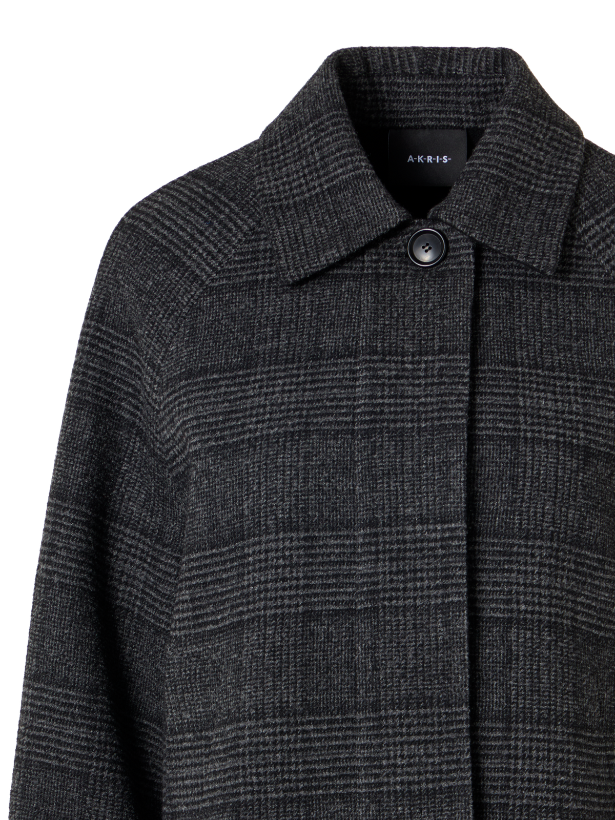 Designer Short A-Line Check Wool Double-Face Jacketin Prince of Wales - black - grey - multicolor