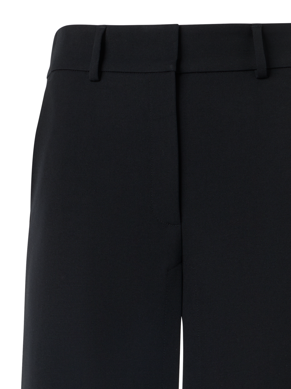 Designer Wide Wool Gabardine Pants with Front Overlayer - black